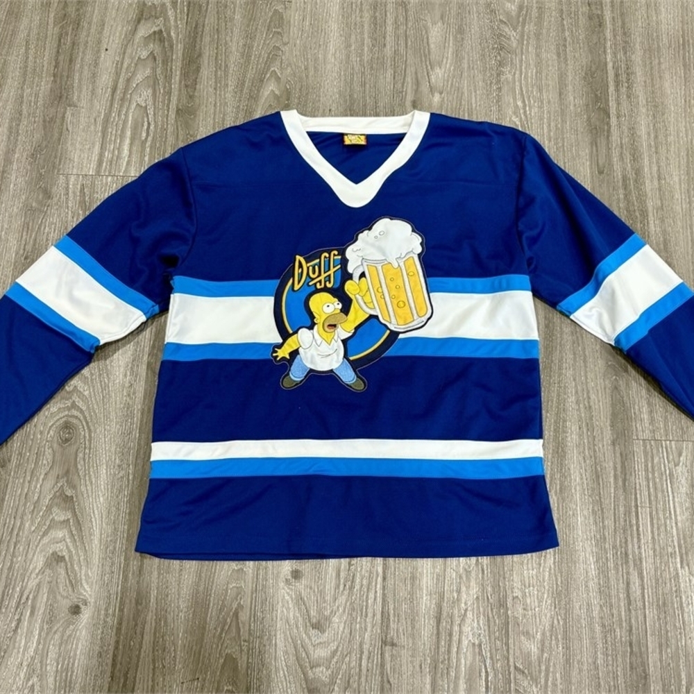 Kids Blue and White Duff Beer Long Sleeve Jersey